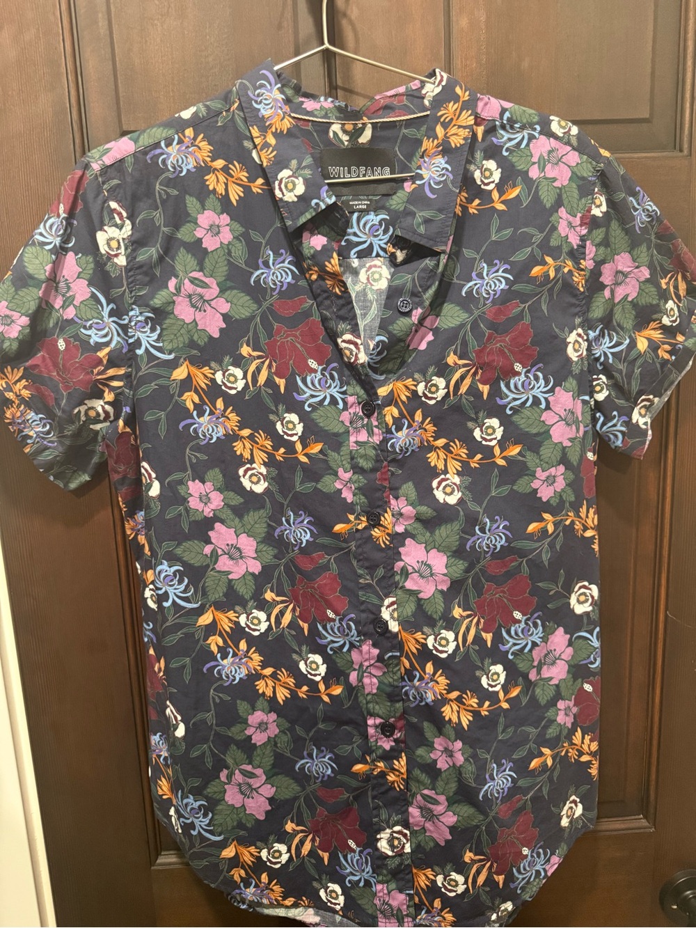 Wildfang Black Short-Sleeve Floral Button-Down Shirt